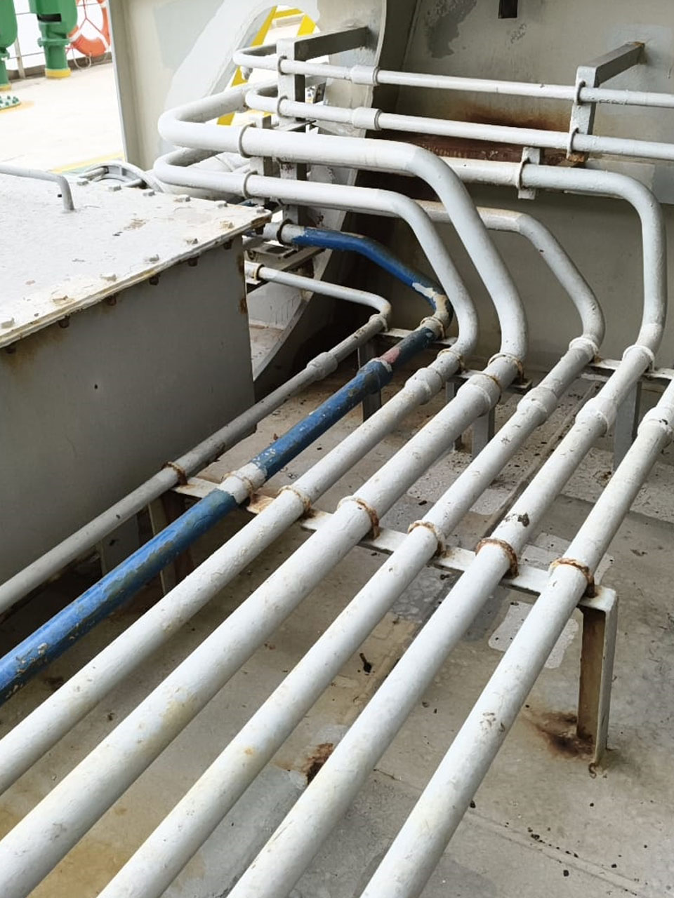 Ozeantec Engineers working and maintaining on ship pipeline jobs including hydraulic lines and sea water lines maintenance